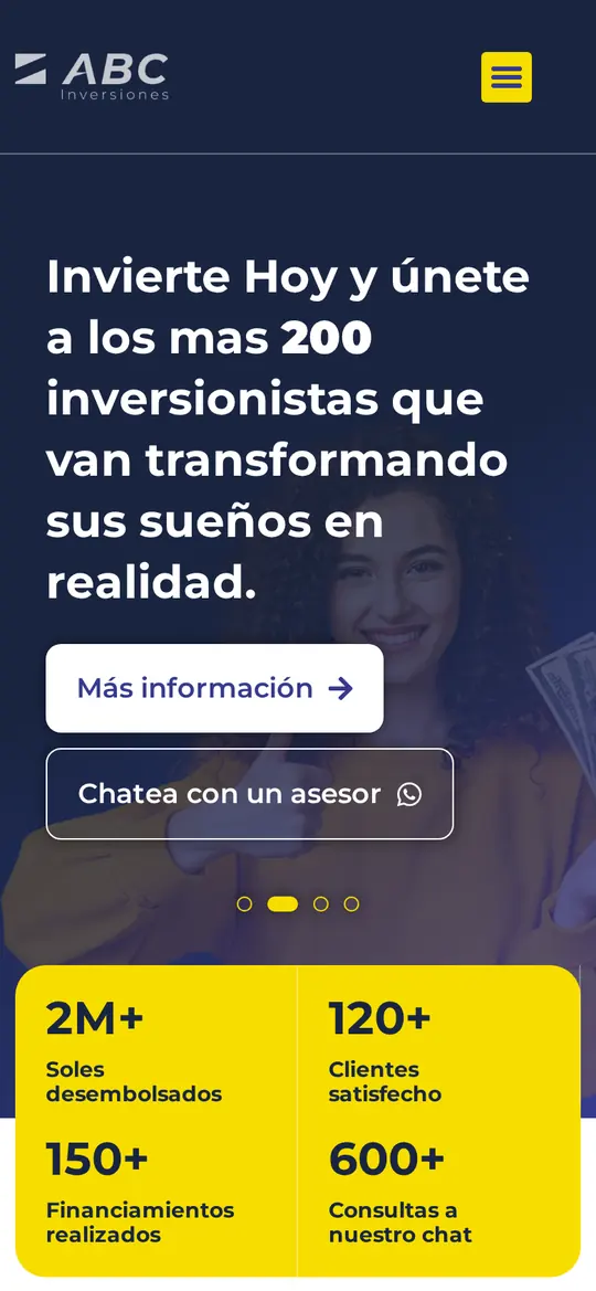 Web de ABC Inversiones en móvil