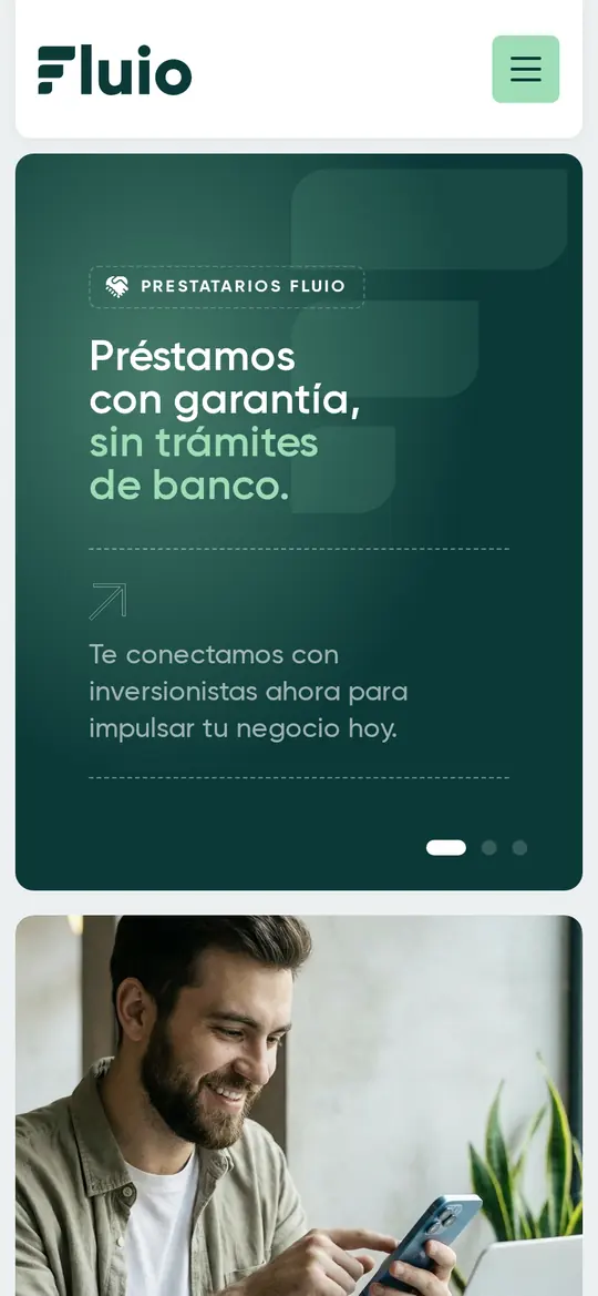 Web de Fluio en móvil