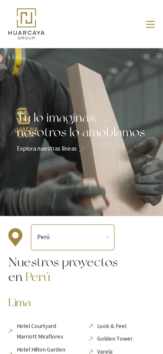 Web de Huarcaya Group en móvil