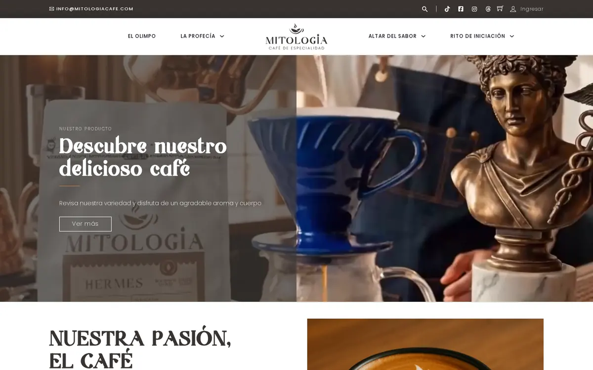 Web de Mitología Café en escritorio