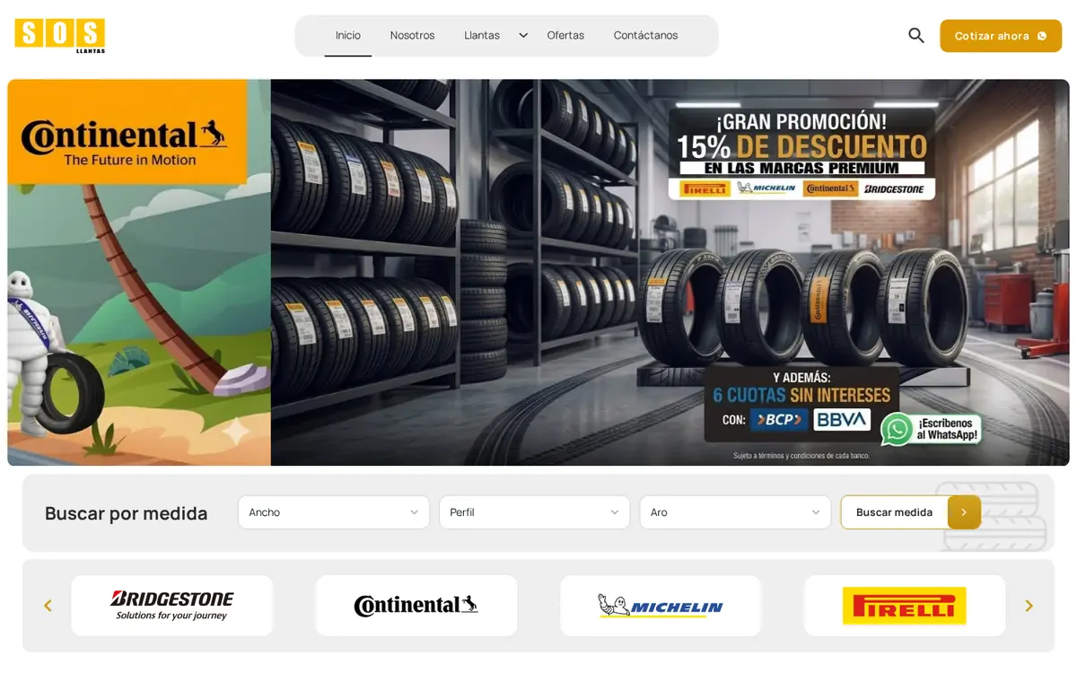Web de SOS Llantas en escritorio