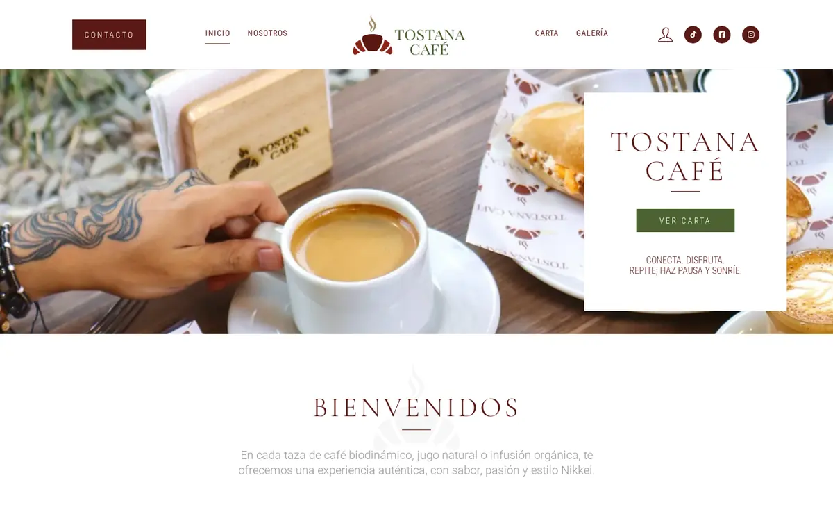 Web de Tostana Café en escritorio